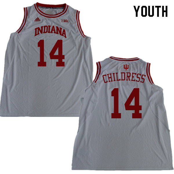 Youth #14 Nathan Childress Indiana Hoosiers College Basketball Jerseys Sale-White - Click Image to Close